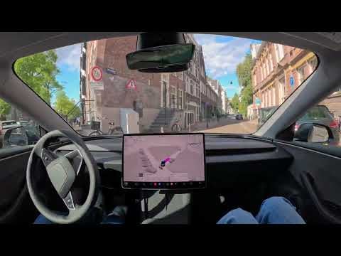 AI agents will walk on the streets alongside us (Tesla Self-Driving 14.2.2.6 in Amsterdam)