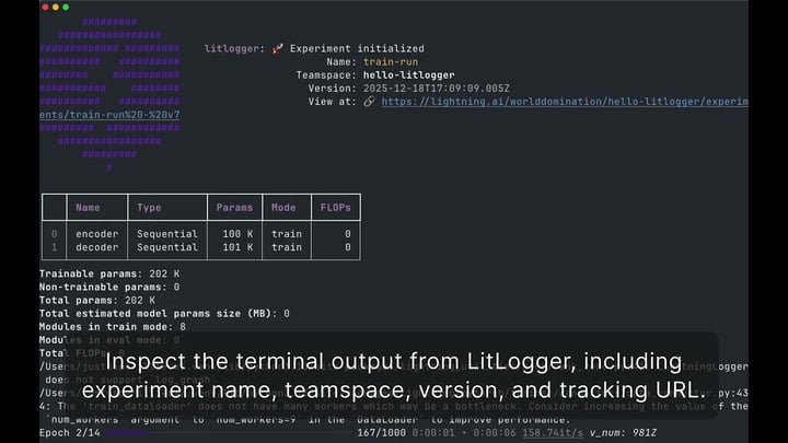 using LitLogger for experiment tracking